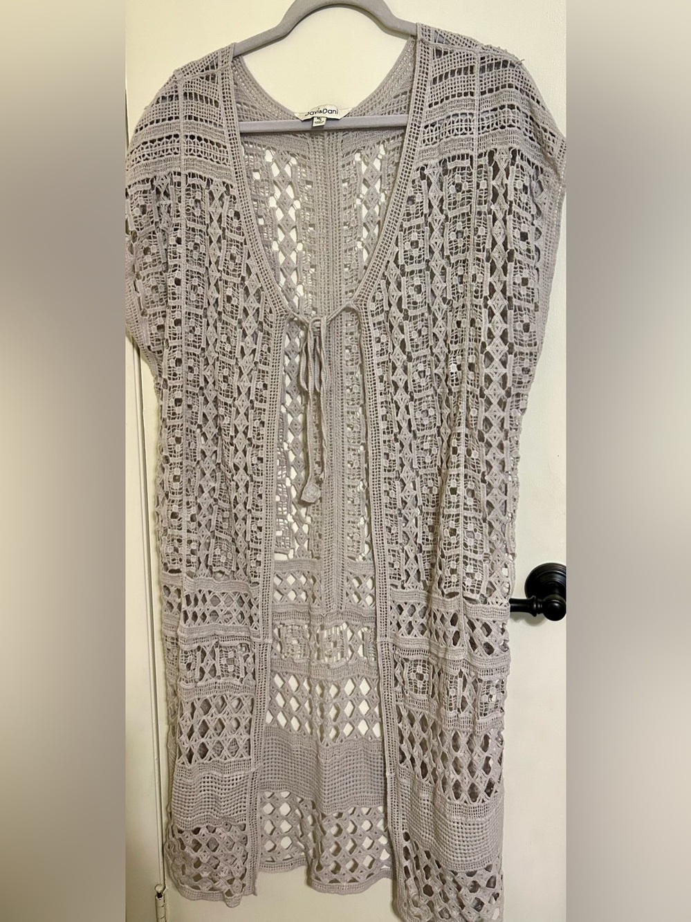 Crochet Kimono in Light Grey